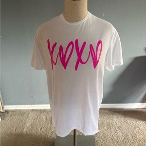 White T-Shirt with Pink Heart Design